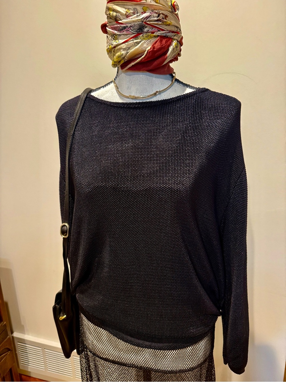 Women's Black Lightweight Crewneck Sweater - Picture 3 of 4